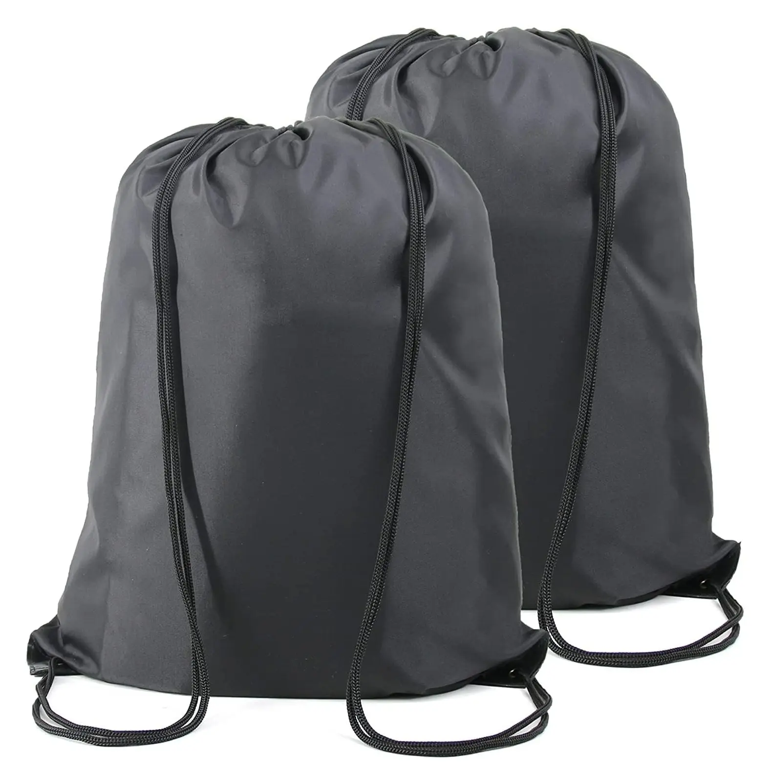 Black Drawstring Backpack Bags Bulk 2 Pack X-Large 22.4" L x 17.5" W Sports Cinch Sack Gym String Bags Machine Washable Heavy Duty String Backpack for Men WomenGift