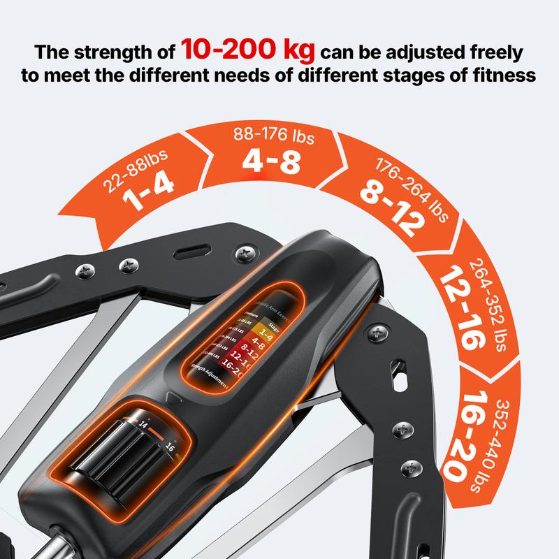 Merach Hydraulic Arm Trainer with Counter, 22-440lbs Adjustable Chest Expander for Home Gym, Arm & Shoulder Strength Training Equipment