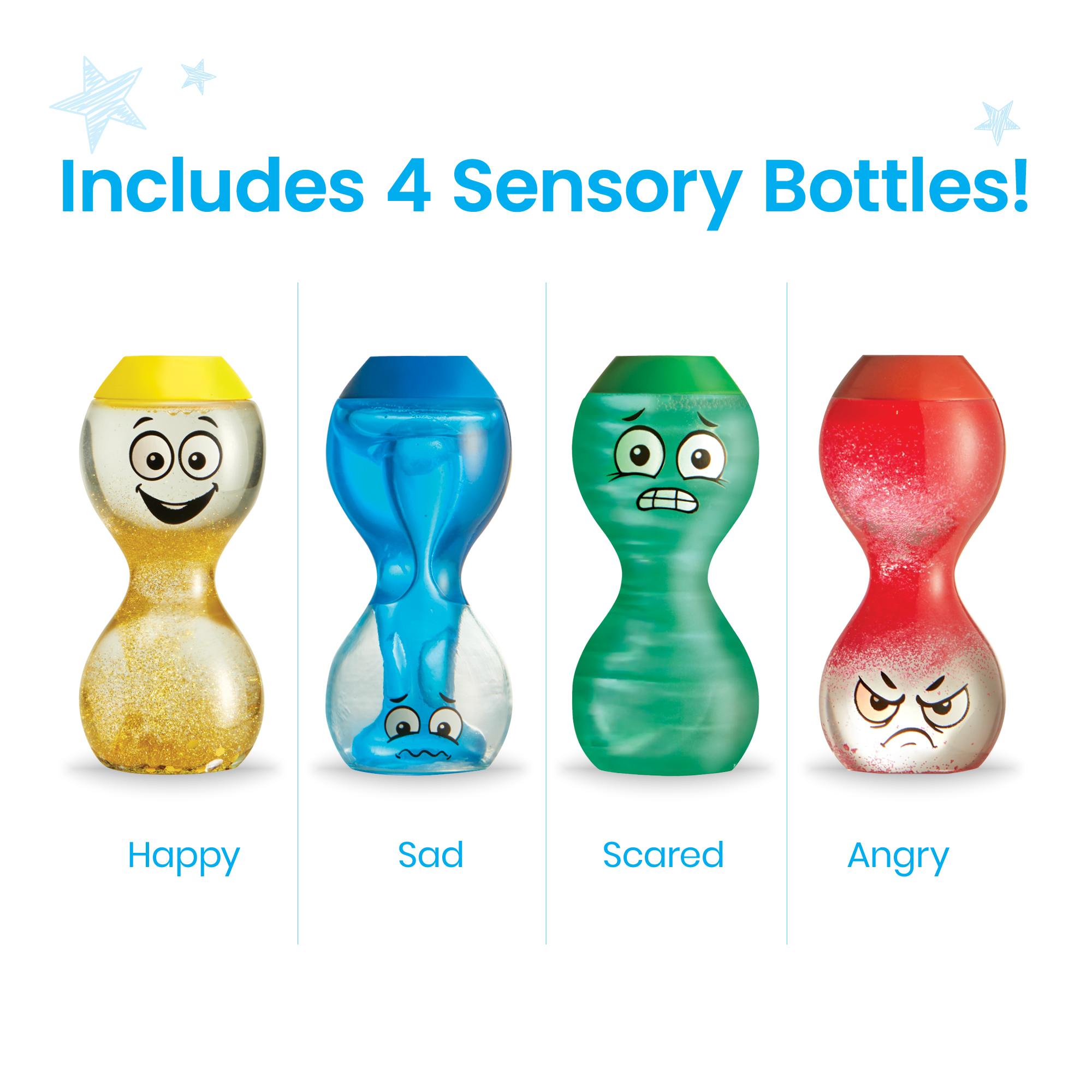 hand2mind Express Your Feelings Sensory Bottles- Primary Emotions, Secondary Emotions, Social Emotional Learning, Quiet Fidget Toys for Kids, Comfort Items for Anxiety, Toddler Calming Corner, Calm Down Corner Supplies