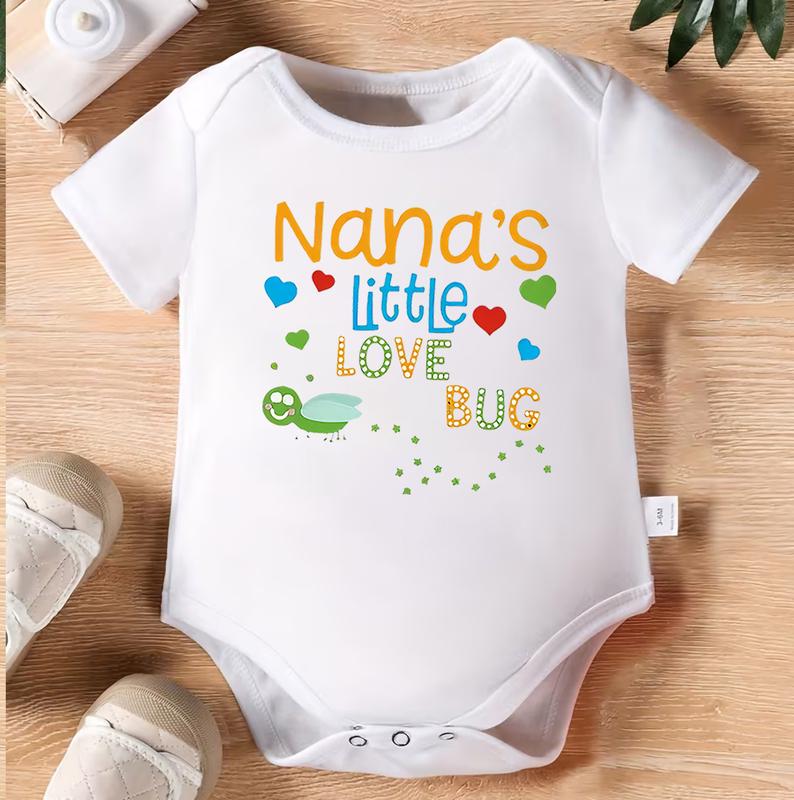 1pc Baby Crawling Suit - Heather Gray Onesie with "Nana's Little Love Bug" Print - Soft Cotton Outfit for Newborns & Toddlers 0-3 Years - Perfect Family Gift - Machine Washable Infant Wear