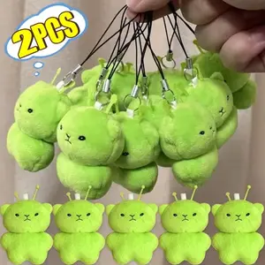 Green Alien Cat Plush Keychains Mini Galaxy Style Furry Pendant for Couples Cute Cartoon Handbag Backpacks Key Chain Decor Gifts