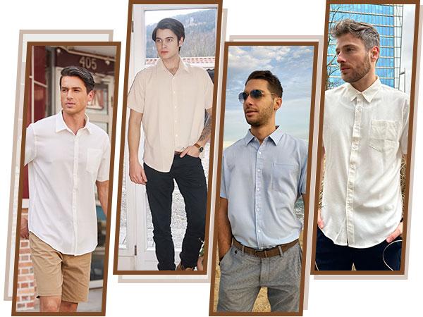 COOFANDY Men's Linen Shirts Casual Button Down Short Sleeve Summer Beach Dress Shirt Menswear Soft Classic Chino Plain Top Elegant Stylish COOFANDY Men's Linen Shirts Casual Button Down Short Sleeve Summer Beach Dress Shirt Menswear Soft Classic Chino Plain Top Elegant Stylish