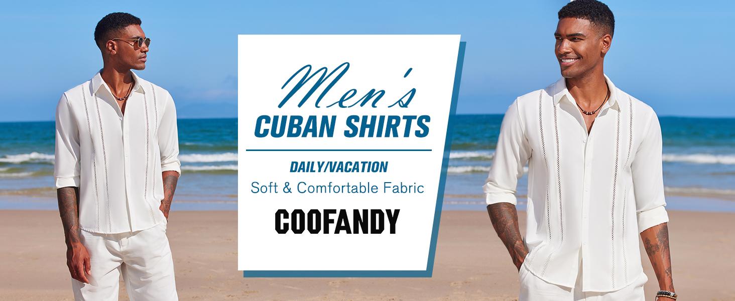 COOFANDY New York Fashion Week Mens Cuban Guayabera Lightweight Shirt Casual Button Down Shirts Long Sleeve Beach Linen Shirts Menswear Tropical COOFANDY New York Fashion Week Mens Cuban Guayabera Lightweight Shirt Casual Button Down Shirts Long Sleeve Beach Linen Shirts Menswear Tropical