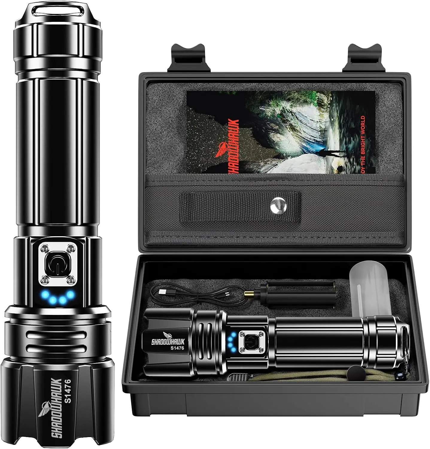 10000 High Lumens Rechargeable LED Flashlight 30W Super Bright Tactical Torch 5000ft Long Distance Beam 12H Long Lasting Battery USB C High Powered Handheld Light for Home Camping Emergency Outdoor Hiking