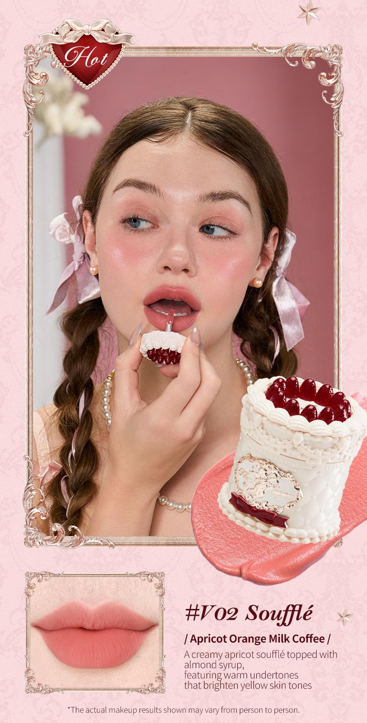 Flower Knows Strawberry Cupid Collection Cake Lip Cream, Smooth Matte Lip Cream, Long Lasting, Non-Stick Cup Lip Clay, Smudge Proof, High Pigment, Moisturizing, Summer Makeup Gift, Makeup Beauty Cosmetics