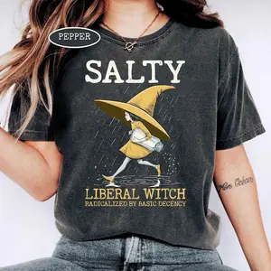 Salty Girl Tee Women's Vintage Cotton Blend T-Shirt, Salty Witch T-Shirt, Liberal Witch Parody Shirt, Protest Shirt