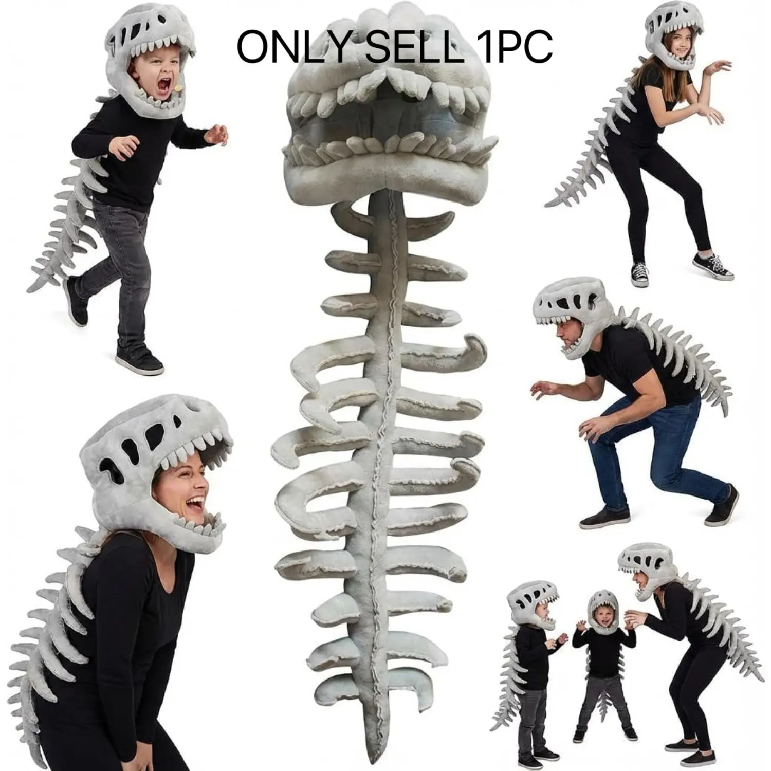 Wearable Dinosaur Skeleton Spinosaurus Plush Dinosaur Set, 3D Dinosaur Skeleton Cape with Plush Skull Head, Suitable for Dress Up & Play, Halloween Costume, Party Costume, Dinosaur Costumes