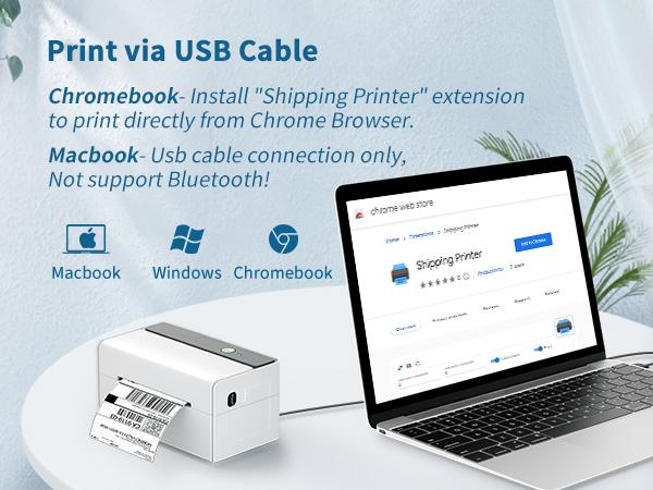 JADENS Bluetooth Label Printer Thermal Shipping Printer Wireless Printer for Small Business & Package, USPS, UPS, Compatible with Phone, iPad, PC