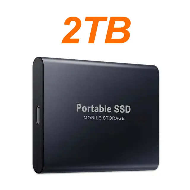 2TB High-Speed SSD External Hard Drive, Aluminum Portable Mobile Storage, USB3.2 Type-C Quiet Drive, 7.5*5.5*1cm, Compatible with PC/MAC/Laptop, Includes 1 Original USB Data Cable, Included Cable, Windows 7,8,10,11