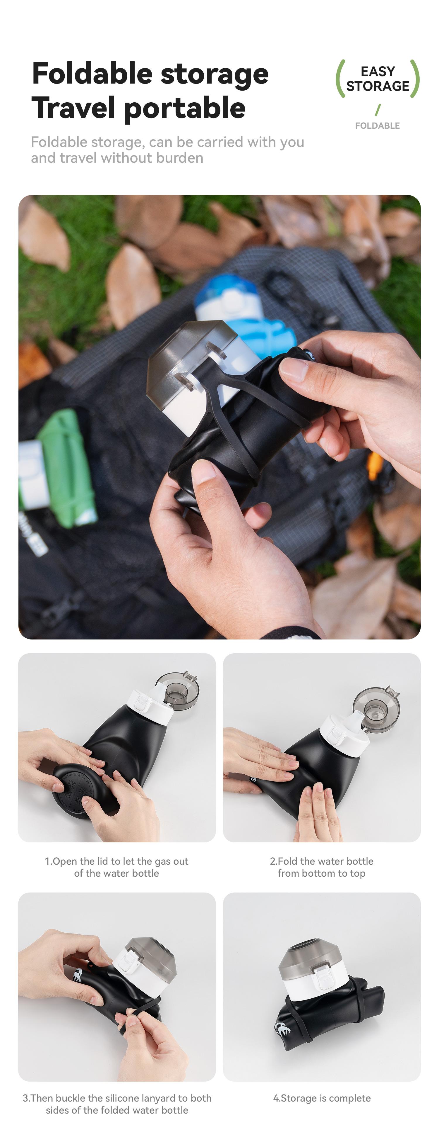 Slant Spout Straight Folding Soft Kettle Travel water bottle Sports Portable Sport Water Bottle Reusable Water Bottles 700ml Food-Grade Material Water-proof Camping Water Bottle