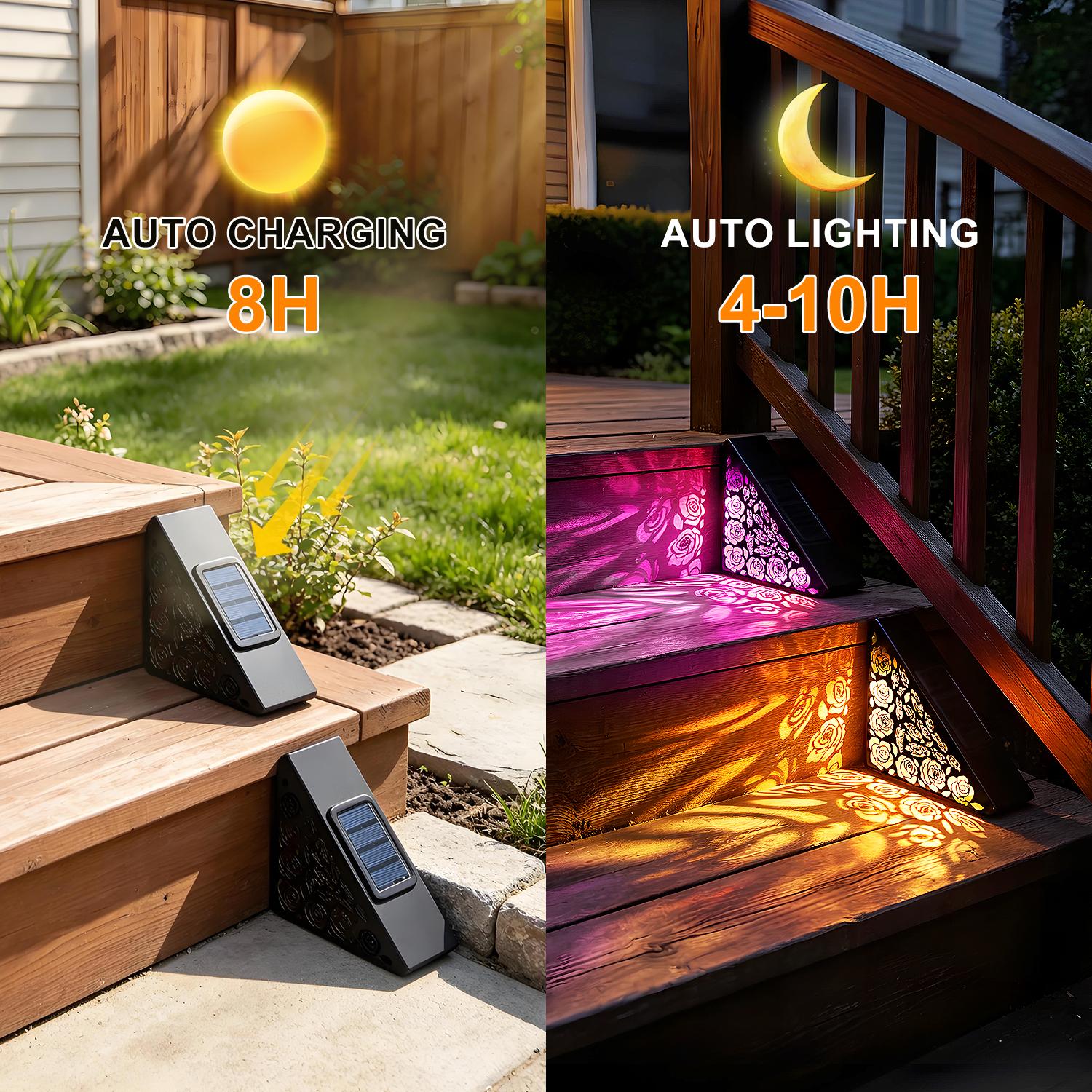 No wiring solar stair light installation