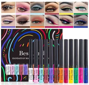BestLand 12 Colors Matte Liquid Eyeliner Set Rainbow Colorful Neon Eyeliner Pencil Pigmented Waterproof Smudgeproof Long Lasting Gel Eye Liner Christmas Makeup Gift Kit for Women (Set A)