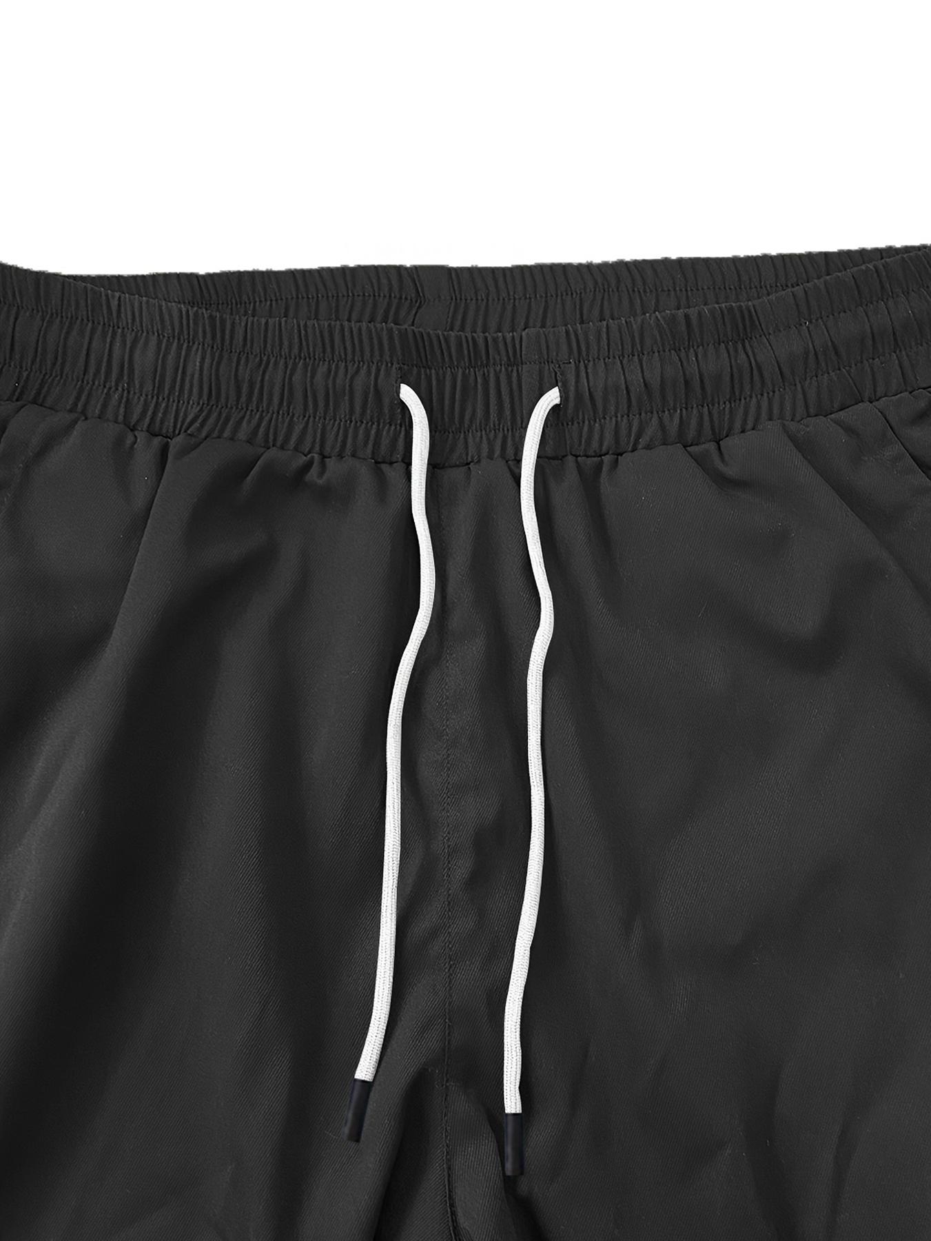 Men's Stacked Track Pants 2-Pack - Streetwear Hip Hop Contrast Piping Wide Leg Pants, Drawstring Waist Casual Baggy Trousers, Lightweight Satin Fabric for Daily Wear, Hip Hop & Street Style. Beige Crewneck Men's Stacked Track Pants 2-Pack - Streetwear Hip Hop Contrast Piping Wide Leg Pants, Drawstring Waist Casual Baggy Trousers, Lightweight Satin Fabric for Daily Wear, Hip Hop & Street Style. Beige Crewneck