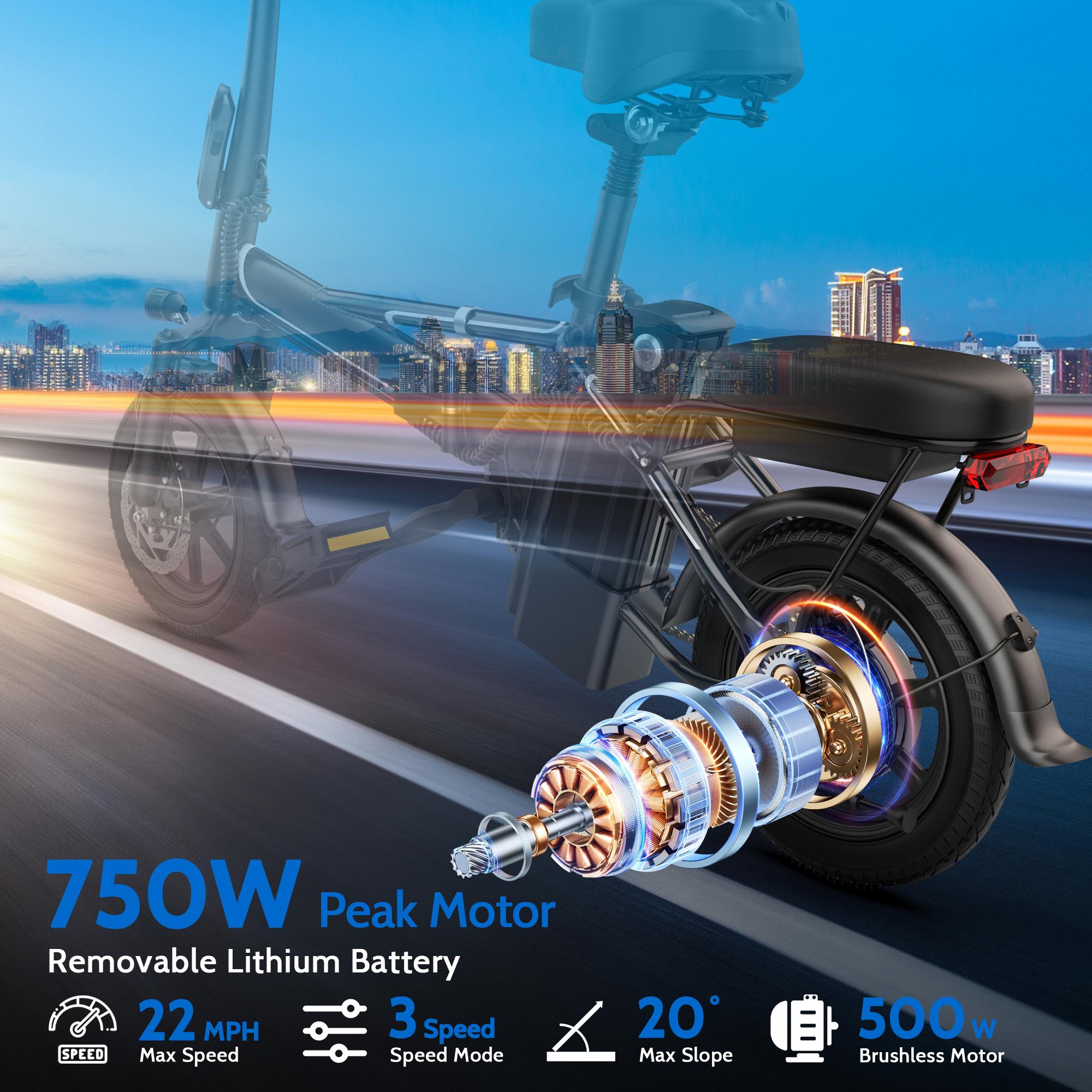 14" Mini E-Bike|500W(Peak 750W) Pure AluminumFrame|22Mph Top Speed |Up to 40 Miles Range Perfectfor Campus Commutes, Grocery Runs, or Leisure Rides NoMore Sweating - Electric Assist for Smooth Hills & LongDistances! 14" Mini E-Bike|500W(Peak 750W) Pure AluminumFrame|22Mph Top Speed |Up to 40 Miles Range Perfectfor Campus Commutes, Grocery Runs, or Leisure Rides NoMore Sweating - Electric Assist for Smooth Hills & LongDistances!