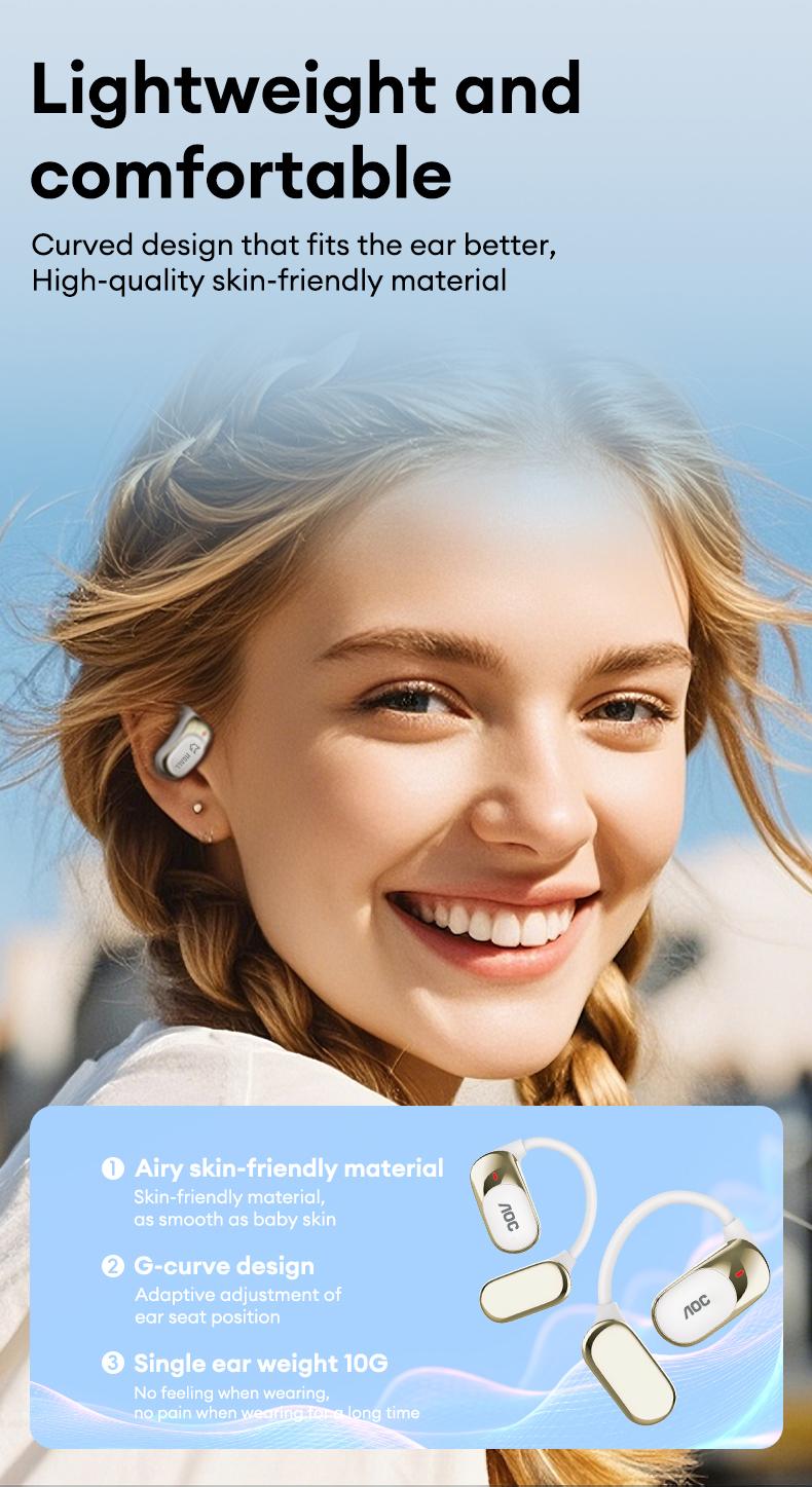 MGALL KC09 with Built-in 169-Language Translation Wireless Headphones with Electroplated Ear Hook Design – Comfortable, Great Sound, Bluetooth 5.4 Flash Connection, Wireless Earbuds for Music and Calls