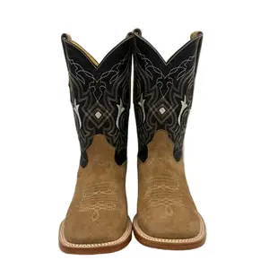 Tan Roughout Square Toe Cowboy Boots 265365