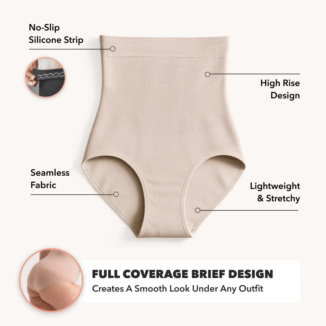 Shapermint High-Waisted Shapewear Panty with Seamless Design & Anti-slip Silicone Strip Fabric Compression Smooth Womenswear Breathable