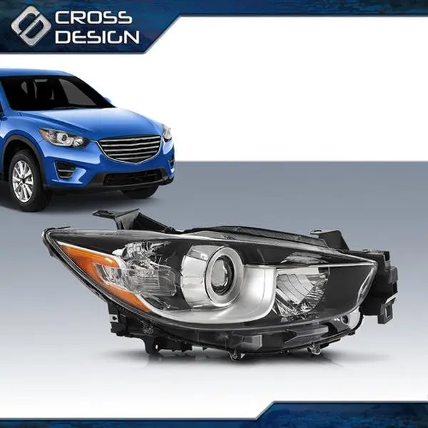 CROSSDESIGN Durable Halogen Projector Beam Headlight Assembly - High Quality Materials, Mazda CX-5 2013-2016 Right Passenger Side, Car Exterior Upgrade, Vehicle-Specific Fit (Excludes GS Grand Touring Direct Fit), Night Driving, Factory Direct Pricing