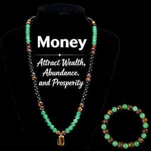 Money Attraction Bracelet and Money Attraction Necklace, Anniversary, Vacation &Theme Parties Jewelry Charms Abundance Crystal bracelet，Long Chain，Sweater chain，Ideal Gift Jewelry for Men and Women,Crystal Protection Jewelry for Wealth Abundance