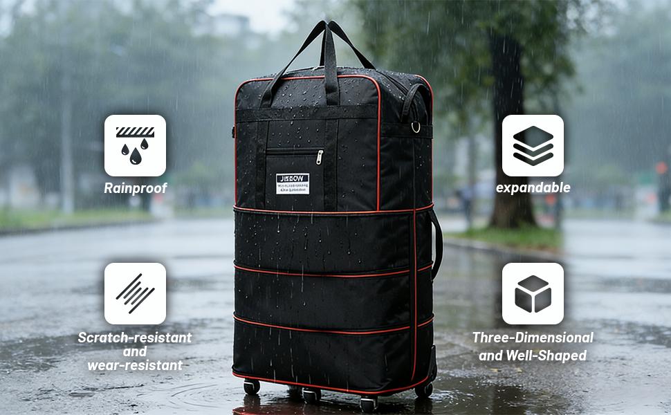 100L Expandable Rolling Duffle Bag with Wheels - Lightweight Foldable Travel Luggage, Large Capacity for Airplane, Moving & Weekend Trips suit case storage