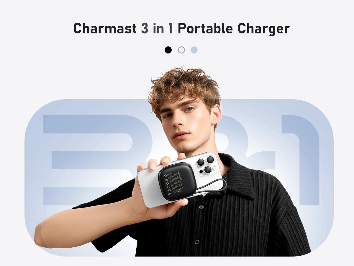 Charmast 10000mAh MagSafe Power Bank 20W Wireless Portable Charger with Built-in USB-C, 3-in-1 Fast Charging for smartphones, wireless earbuds & smartwatches. Lightweight Battery Powered Cable ,Travel Gadgets Charmast 10000mAh MagSafe Power Bank 20W Wireless Portable Charger with Built-in USB-C, 3-in-1 Fast Charging for smartphones, wireless earbuds & smartwatches. Lightweight Battery Powered Cable ,Travel Gadgets