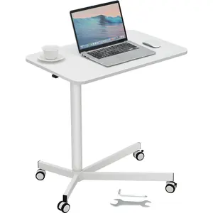 VEVOR Mobile Standing Desk,  , 28.5"-44.2" Gas-Spring Height Adjustable Sit-Stand Desk, 360° Swivel Wheels (2 Lockable) Portable Rolling Laptop Table Computer Cart for Home Office School, 44LBS Loading
