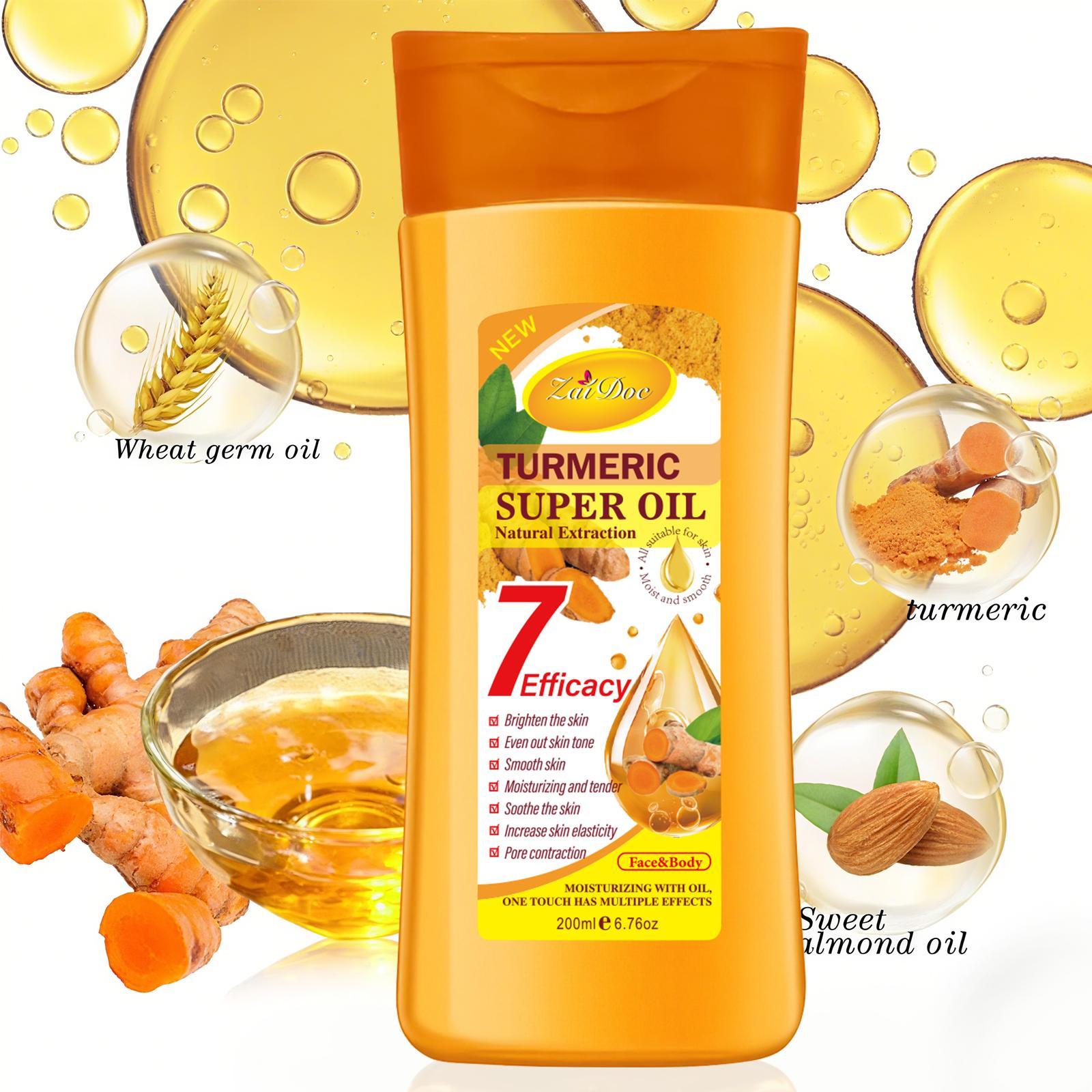Turmeric Gel Oil 7 Efficacy Natural Extraction for Radiant Skin Moisturizing Hydrating 200ml Face Body Care Multi Benefit Moisturizer Firming Deep Hydration