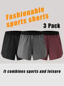 3-Pack Men's Athletic Shorts 2-in-1 Lightweight Workout Trunks Breathable Liner Back Zipper Phone Pocket Moisture Wicking 100% Polyester Gym Fitness Activewear for Summer Basketball Training