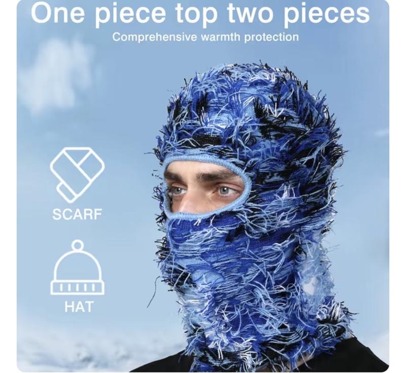 Balaclava Distressed Black Ski Mask for Men Women, Yeat Shiesty Mask Winter Warmer Fuzzy Face Mask Beanie