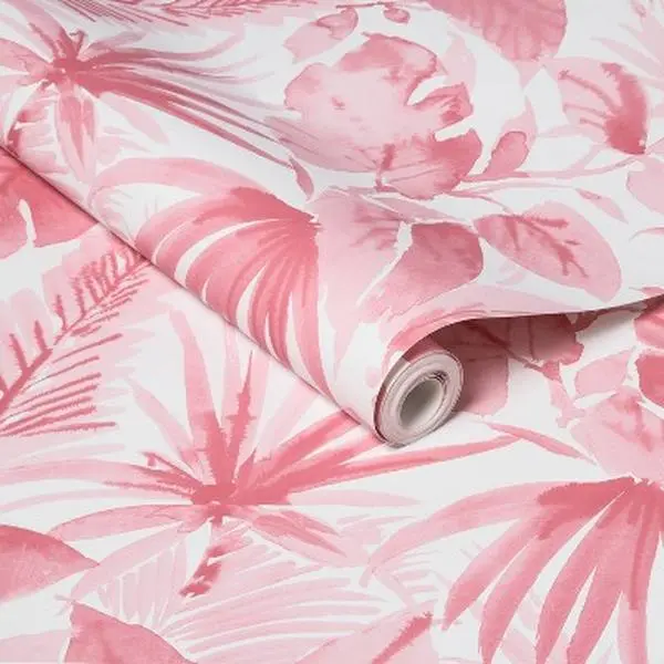 Opalhouse Tropical Pink Palm Leaves 198"x20" Peel and Stick Wallpaper Pink