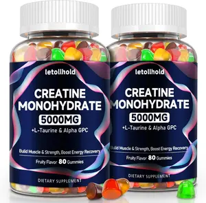 Creatine Monohydrate Gummies 5g for Men and Women, Sugar Free Pre Workout Creatine Chewables with L-Taurine and Alpha GPC, Energy Boost Muscle Builder Supplement, Vegan Non GMO Workout Performance and Recovery Gummies