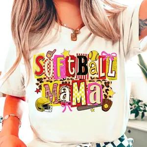 Softball Mama Bow Softball Game Day Tshirt