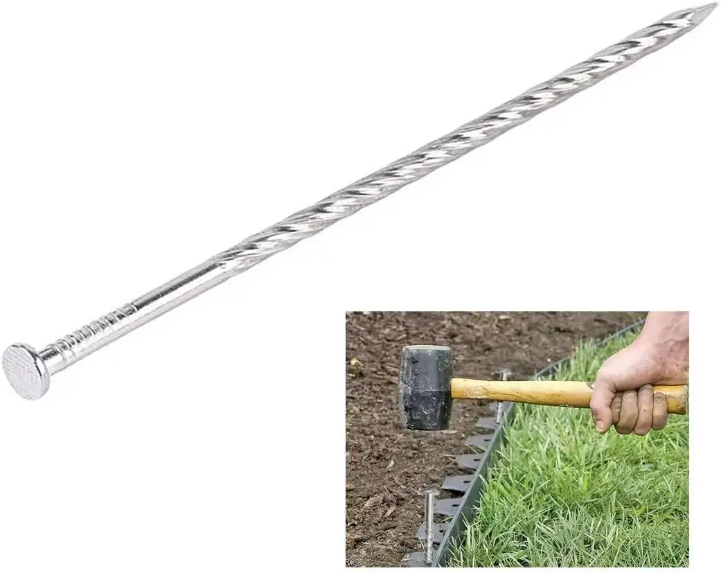 38 count 6-Inch Artificial Turf Stakes, Stainless Steel Spiral Landscape Spikes, Landscape Edging Anchoring Spikes for Paver Edging, Weed Barrier, Artificial Turf Stake, Tent Stakes