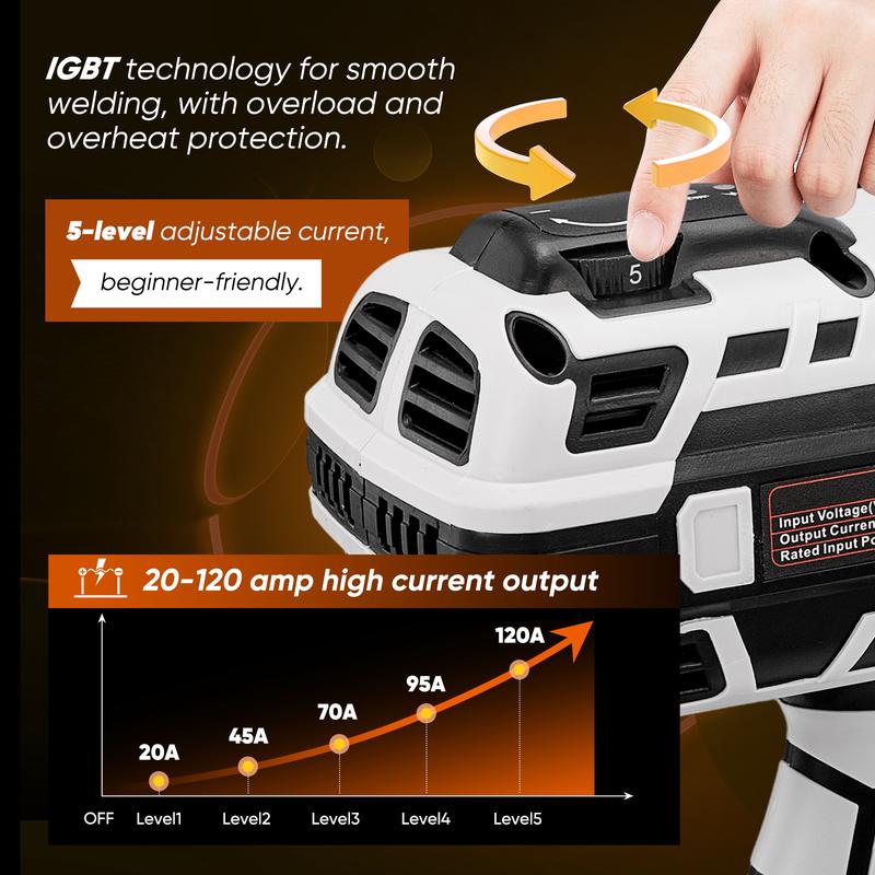 [ Valentine's Day gifts ] Saker 110V Portable Welder with IGBT Inverter Variable Current Regulation, 20-120 Amps Output, Compact & Lightweight, Ideal for DIY & Professional Use, Best Gifts Springtok