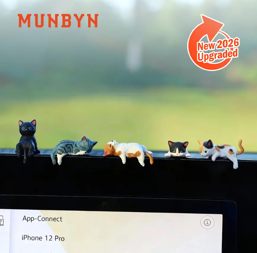 MUNBYN 2026 Mini Resin Cat Desk Figurines (Style A（5Pcs/Set）), Multi-Pose Cute Cartoon Kitty Decorative Piece, Unique Room Decor, Office Girly Desk Accessories, Mini Gifts for Coworkers, Aesthetic Room Decor