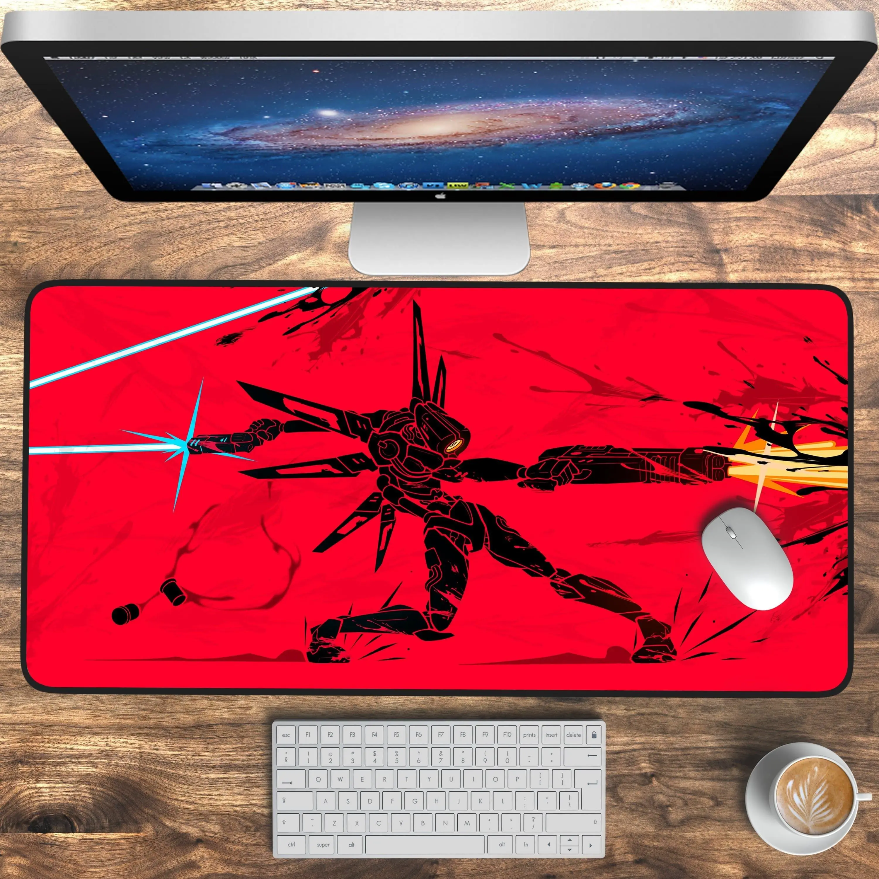 [Anime & Game Collection - Sale Up To 35%] Ultrakill V1 Ricochet Desk Mat, Cyber Shooter Game Art Extended Mouse Pad, Futuristic Gaming Desk Decor