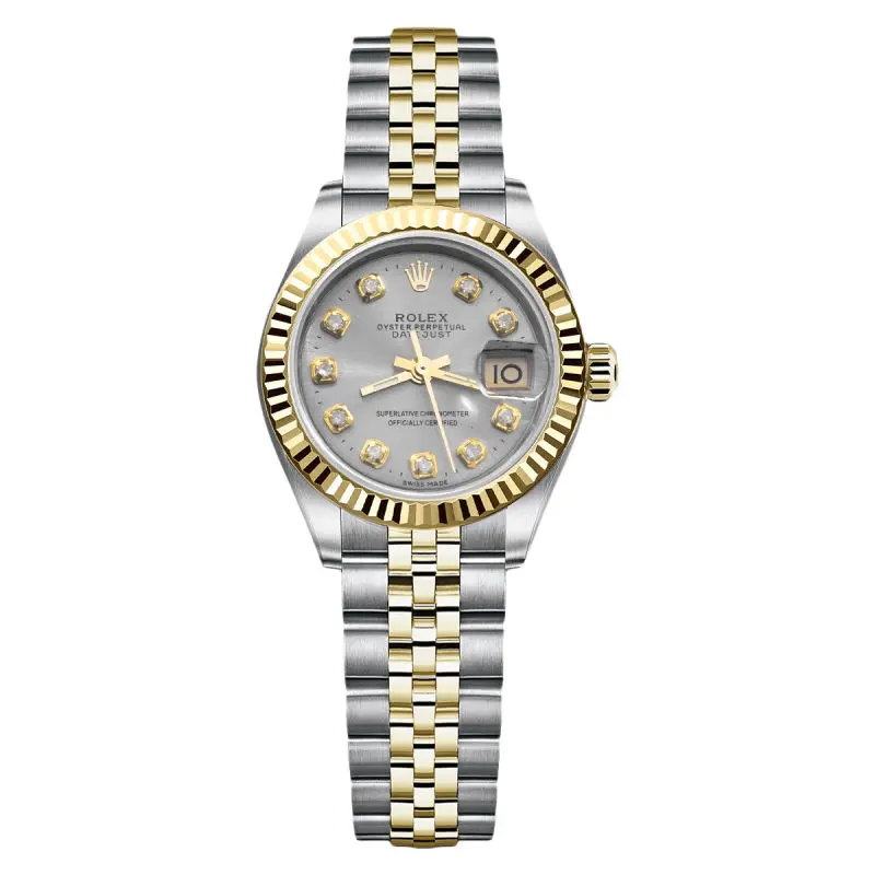 Rolex Lady-Datejust 26mm 69173 Automatic Custom Grey Dial Fluted Bezel Two-Tone Women's Watch WHP041608