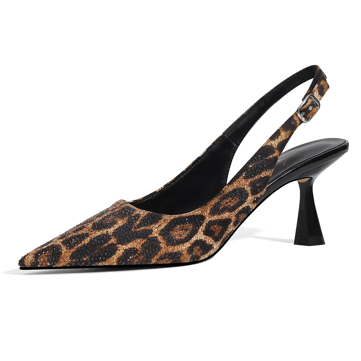 Women's Kitten Heels Slingback Low Heel Dress Shoes Closed Toe Pumps Rhinestone Pointed Toe Sparkly Sling Back Bridal Wedding Party
