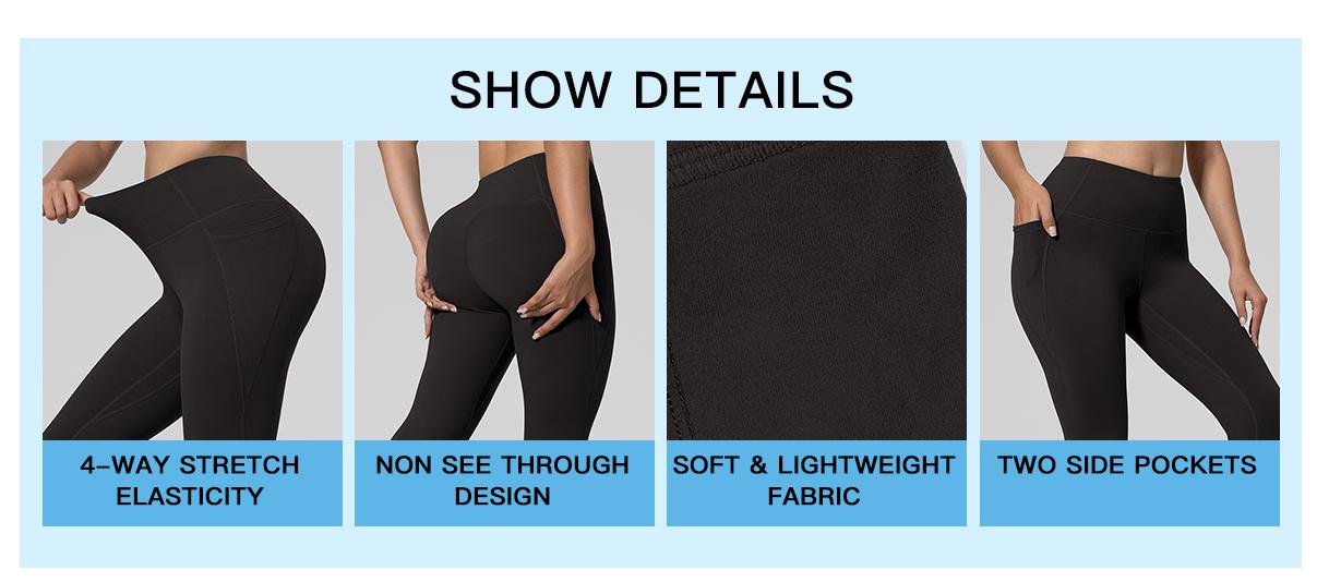 【Local shipping】CHRLEISURE 6PCS Leggings With Pockets High Waist Yoga Pants Women Workout Pants Running  Womenswear