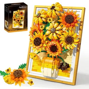 Sunflower Photo Frame- Aesthetic Botanical Wall Decor, Flower Picture Frame for Adults,Teens,Children, Flower Picture Frame, Creative Gift, 1011 PCS, Building Blocks Set