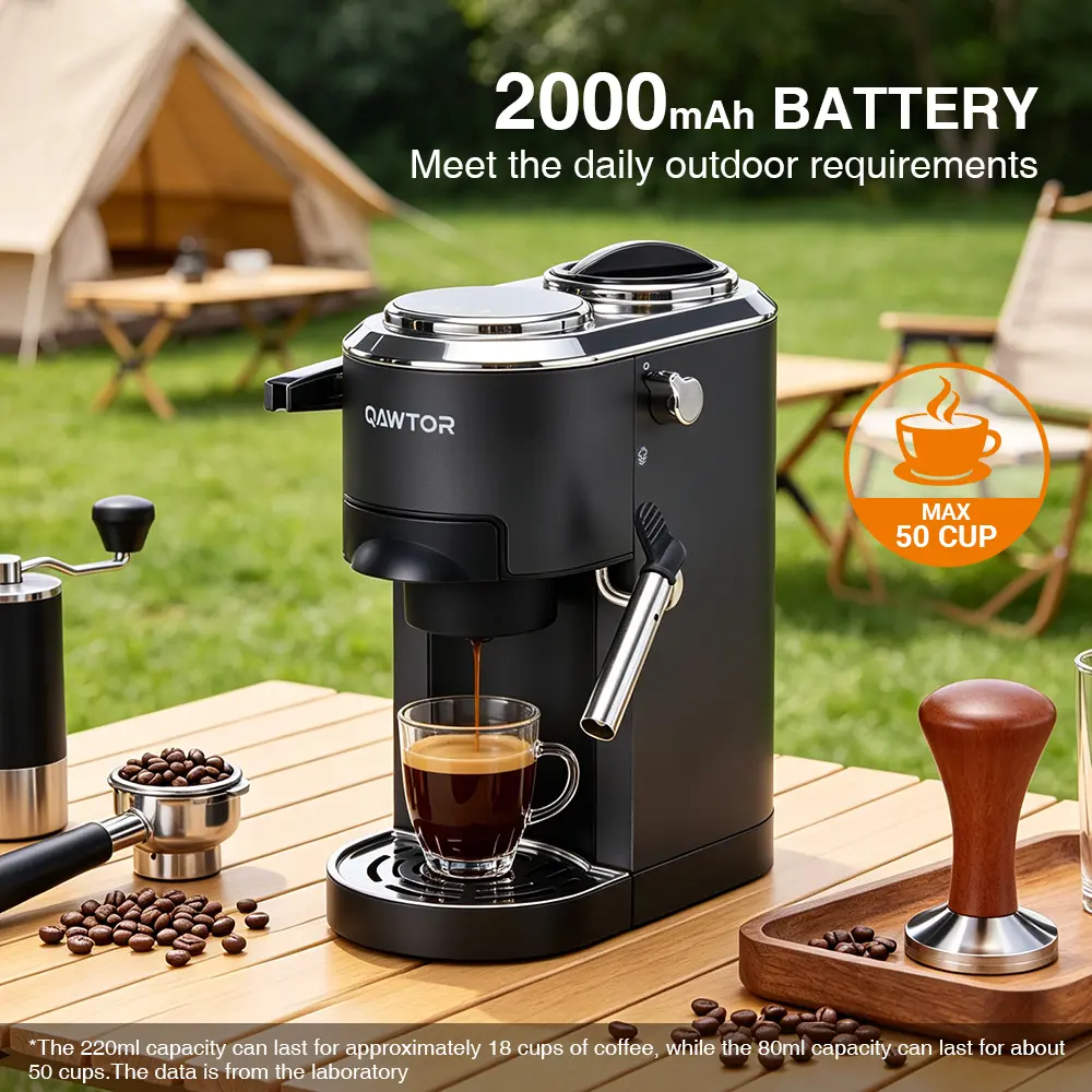 Qawtor Small Compact Portable Espresso Machine - 20-Bar Pump Rechargeable Coffee Maker with Milk Frother, Compatible with Capsule/Ground Coffee for Home, Camping,back to school,back to school haul