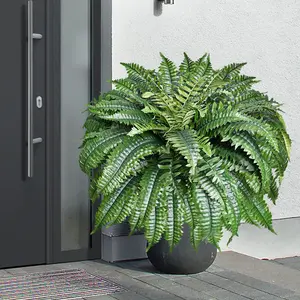 2 Pack Large 88 Leaves Artificial Ferns with Spike, Look Real, Fake Large Faux Boston Ferns for Outdoor Planter Realistic UV Resistant Artificial Fake Plants for Porch Patio Hanging 47 inch