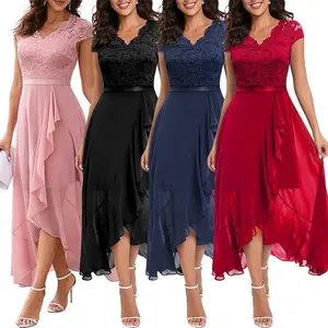 Long dresses bridesmaid dresses black tie wedding guest dresses women's wear v-neck ball gowns summer wear ribbon ball gowns basic simple pink Fabric