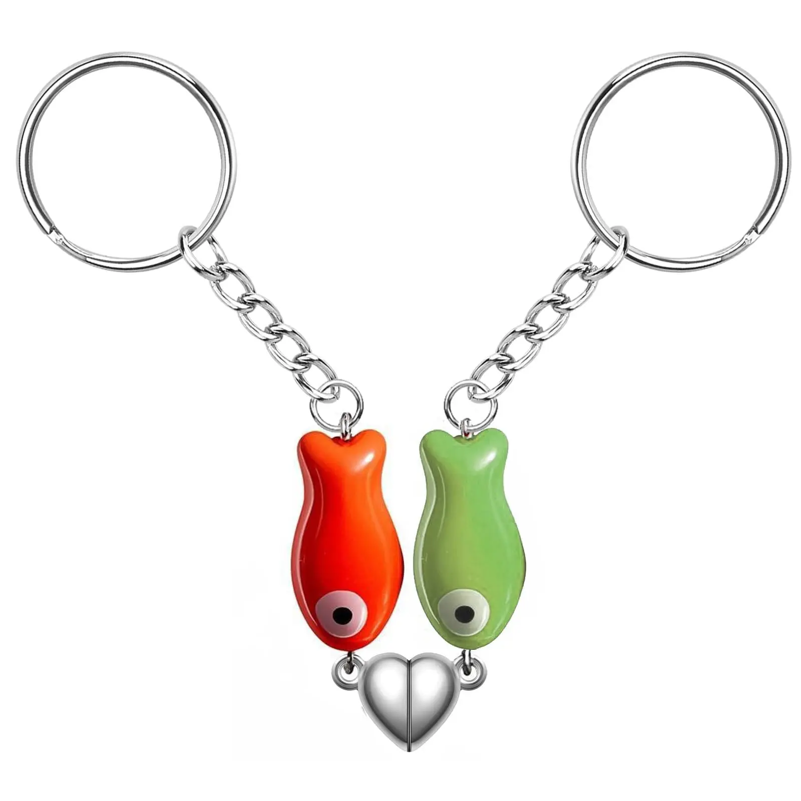 2 Pcs Couple Keychains Matching Heart Keychain,Cute Ceramic Fish Matching Couples Stuff Keyrings,Valentines Day Gifts for Him Her
