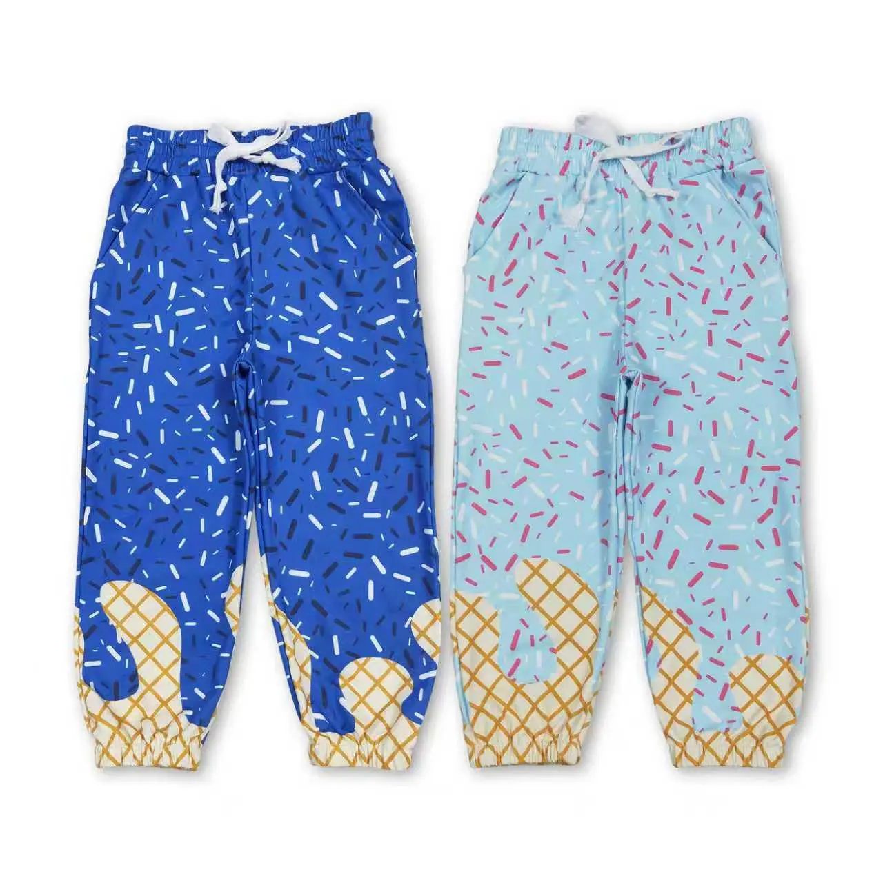 Boy's Athletic Sweatpants, Solid Blue Cotton Blend Jogger Trackpants, Kids Activewear Sports Pants with Elastic Waist, Print, High Quality, Tts, Male