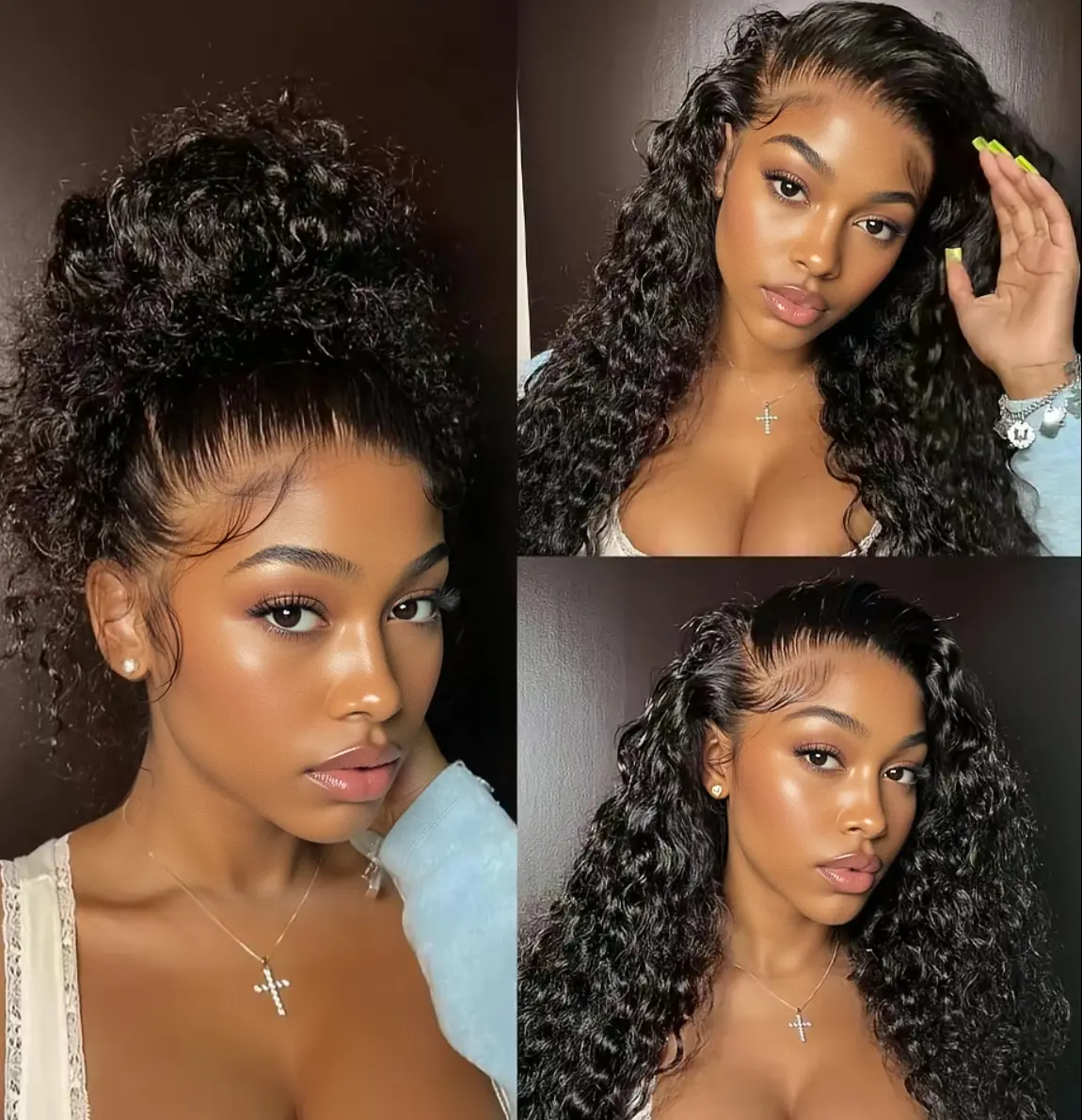 360 Water Wave Natural Black 180 Density Snug Fit Transparent Lace Frontal Pre Cut Pre Bleached Knots With Secure Clips 100% Human Hair Wig #Summervibes
