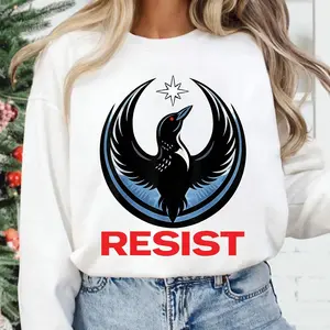 Resist Minnesota Rebel New State Flag Sweatshirt, Mn State Bird Loon Protest Hoodie, Resistance Anti Ice Shirt, Unisex Sweater Pullover Tee