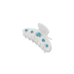 Lele Sadoughi Large Cabochon Claw Clip in Turq Pearl