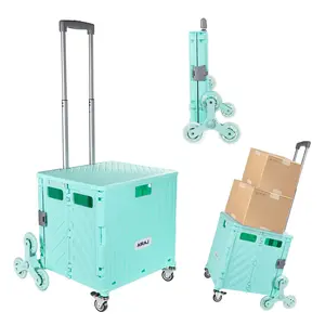 Foldable multi-functional shopping cart with wheels - 45L/65L shopping trolley, double-fold design, suitable for outdoor use