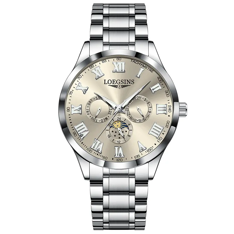 LOEGSINS Men’Multifuncyion Watch Model 557，Precision Mechanical Watch，Luminous，30 Meters Waterproof，Classic Round Analog，Gift For Man，Lifetime Warranty For The Movement